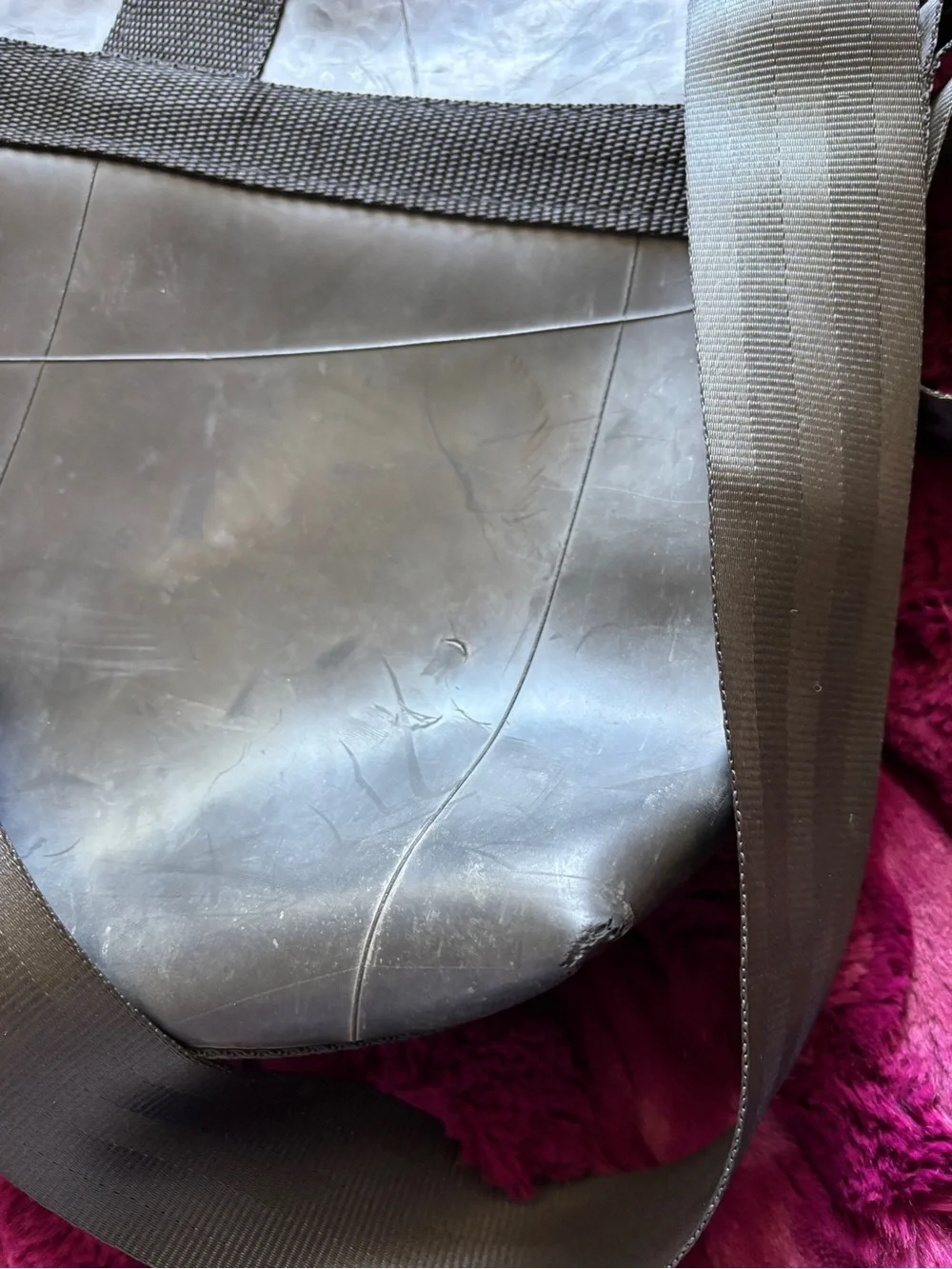 Vaho Gray inter tube Messenger Bag with Adjustable Strap